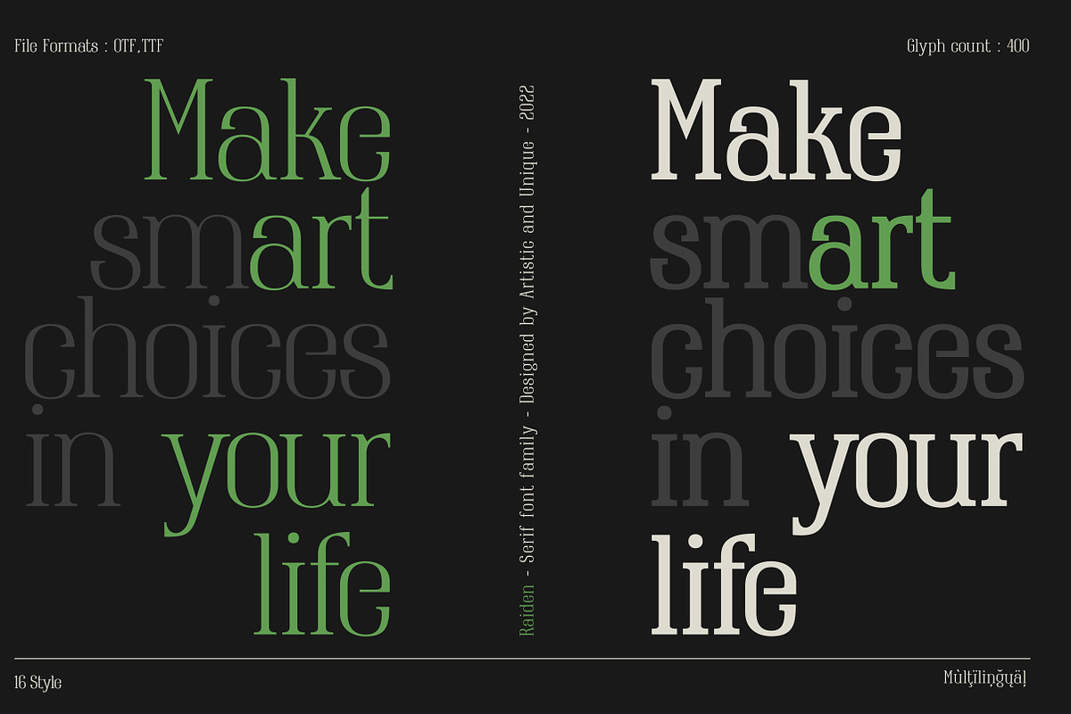 Raiden - Serif font family, a Serif Font by Artistic & Unique (Photo 9 of 13)