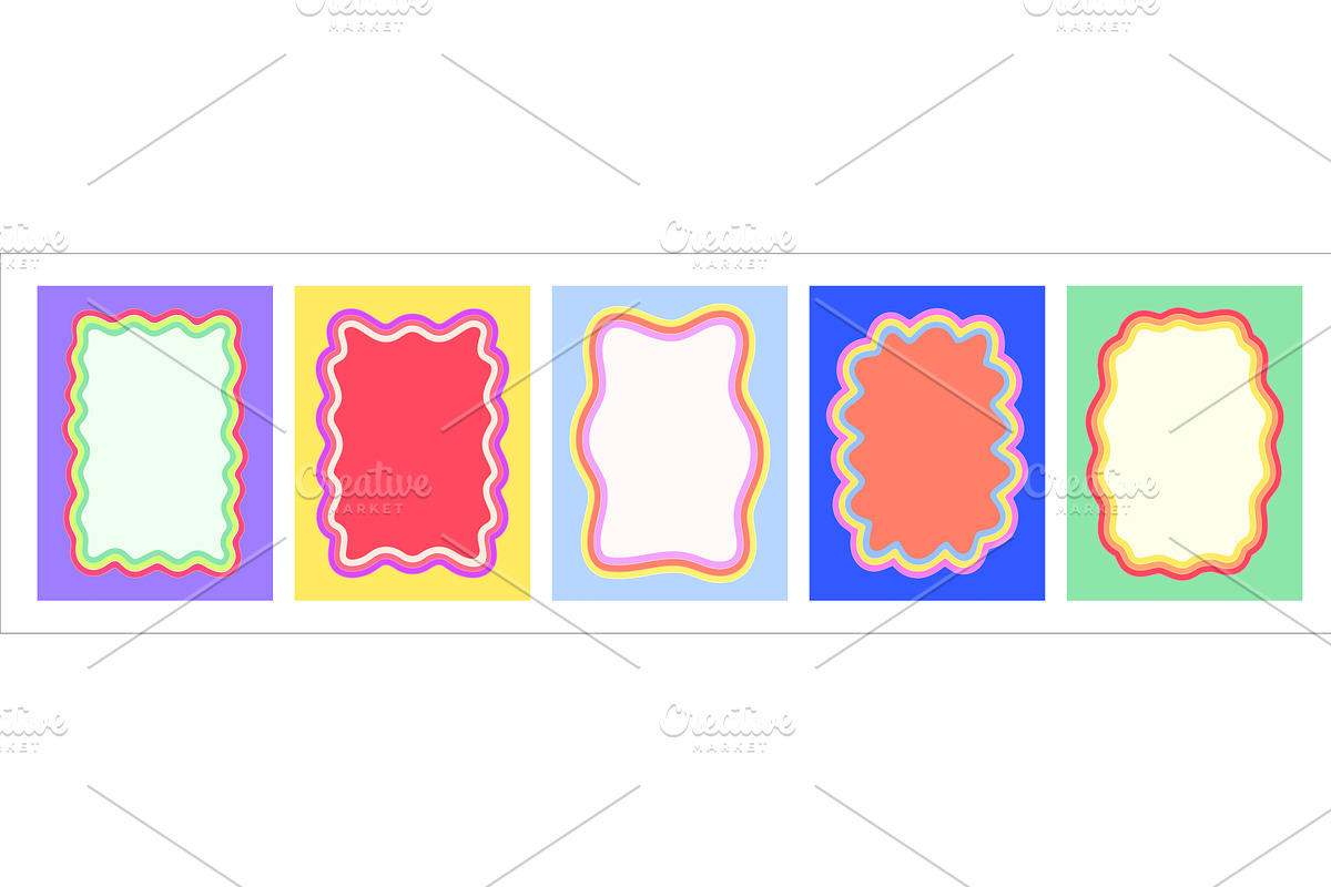 Y2k color scallop wavy frames, an Object Illustration by Buch&Bee