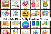 Editable Kids Daily Routine Cards, a Card Template by LA Design (Thumbnail 1 of 12)