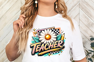 Cute Teacher Daisy Flower PNG, an Object Graphic by Star Graphic Design