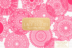 Hot Pink Lace Doilies, Doily Clipart, an Illustration by Amanda Ilkov
