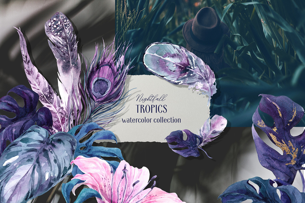 Nightfall Tropics Watercolor Set, an Illustration by Cat In Colour (Photo 1 of 11)