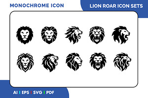 Lion Roar Icon Set, a Solid Icon by Fontmine Studio