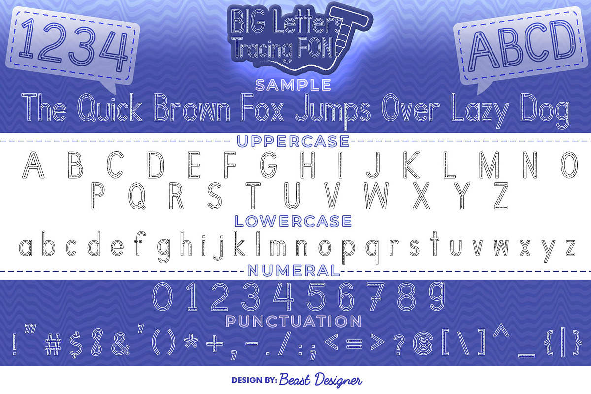 Big Letters Tracing, a Sans Serif Font by Beast Designer (Photo 2 of 2)