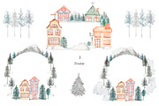 Watercolor Winter Town Collection, a Person Illustration by MayaNavits (Thumbnail 3 of 10)