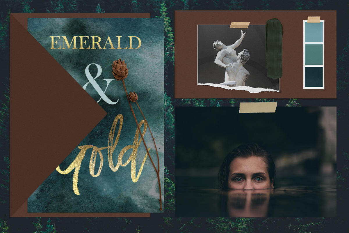 50 Gold & Emerald Watercolor Papers, a Texture Graphic by Photohacklovers (Photo 3 of 8)