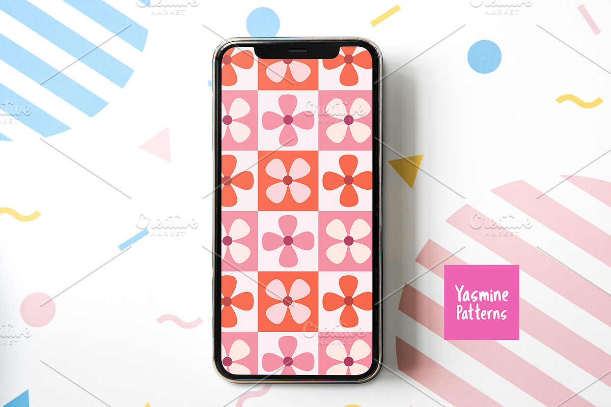 Checkered Flowers Patterns Volume 2, a Pattern Graphic by Yasmine Patterns (Photo 8 of 10)