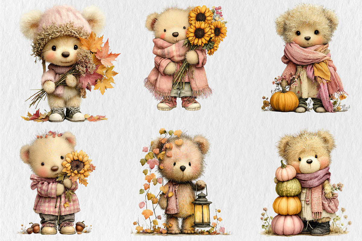 Whimsical Fall Autumn Teddy Bear Png, a Seasonal Illustration by Rose Art (Photo 4 of 6)