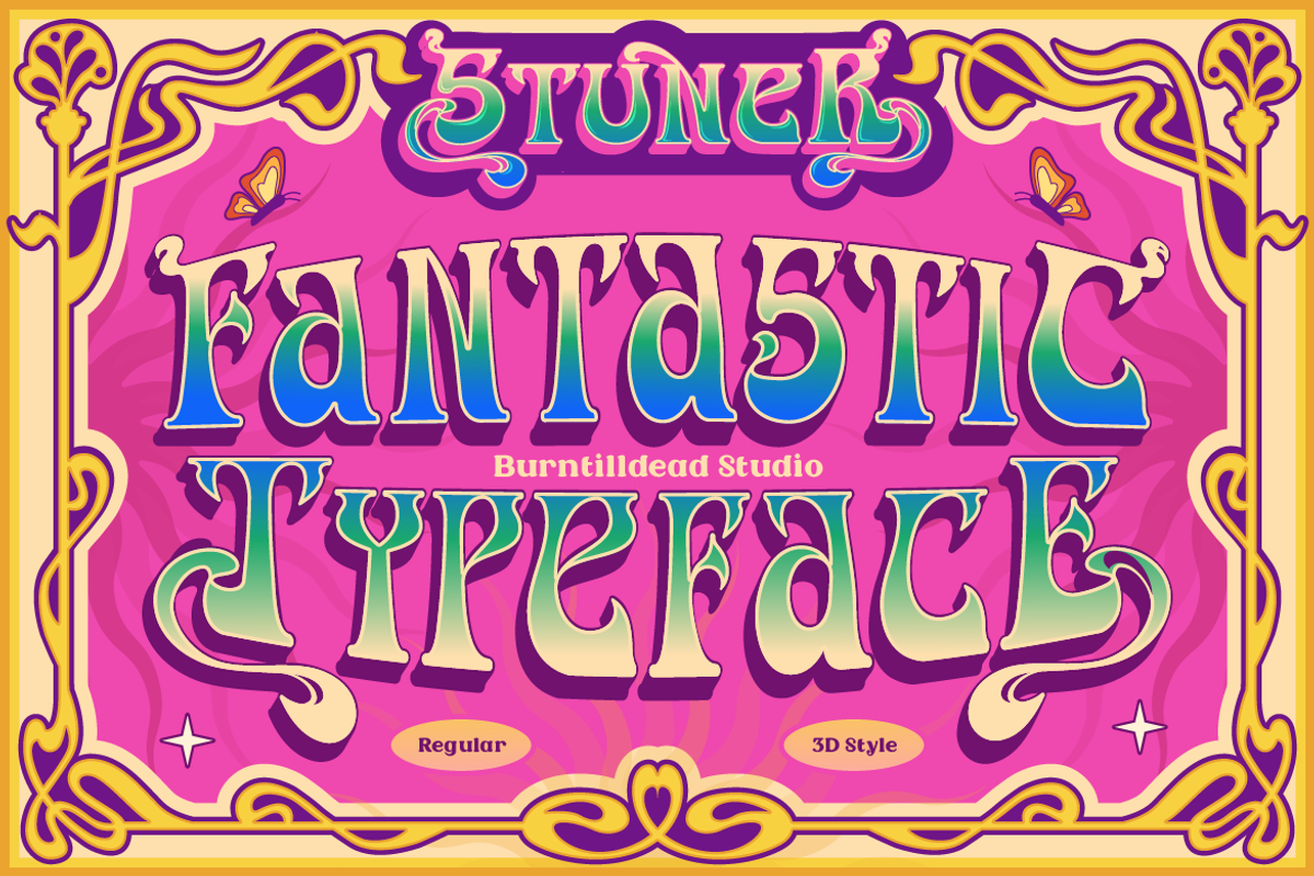 Stuner – Psychedelic Font, a Serif Font by Burntilldead (Photo 12 of 12)