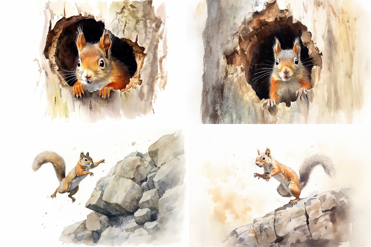 Squirrels Watercolor Collection, an Animal Illustration by artsy-fartsy (Photo 6 of 6)