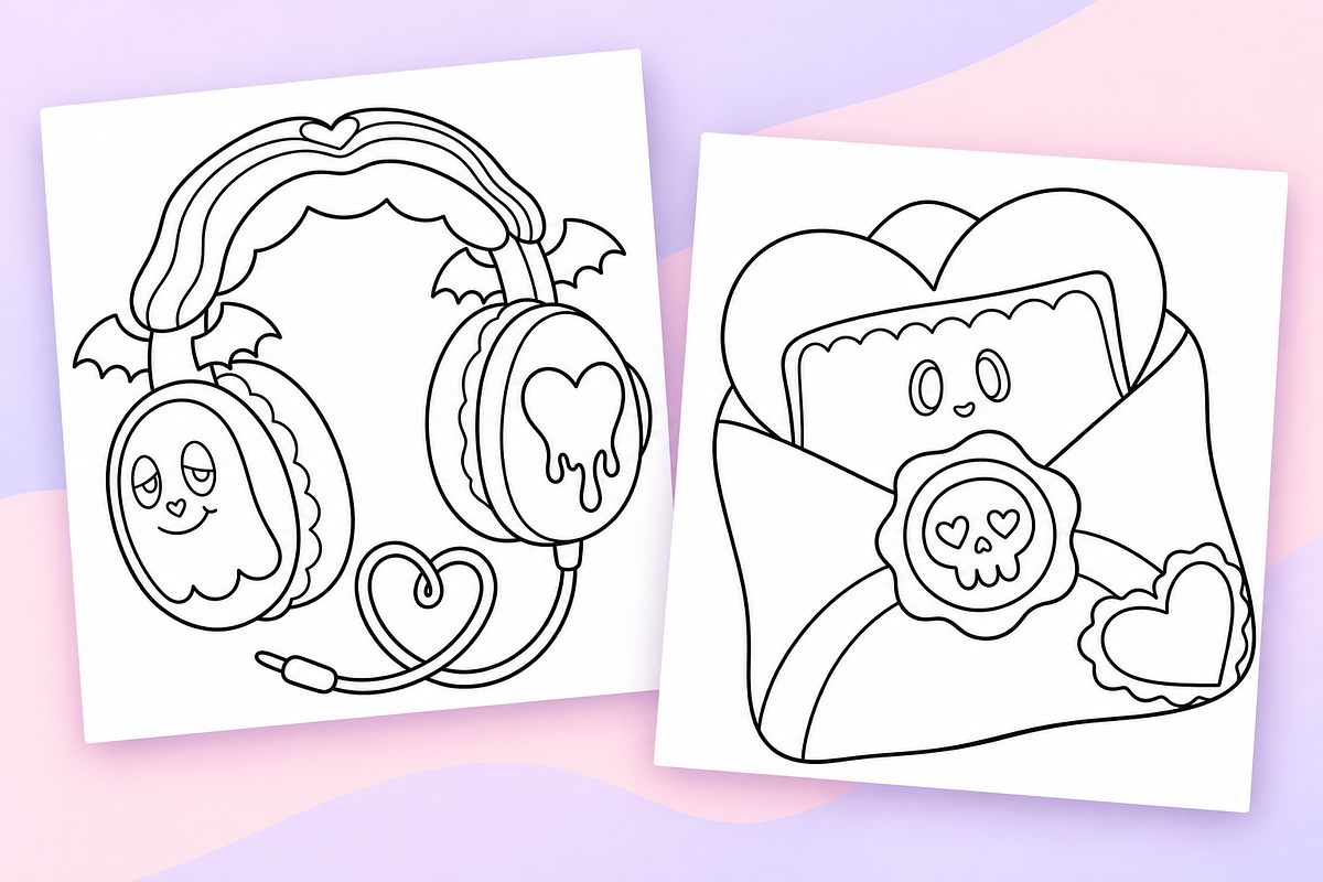 Spooky Love Coloring Pages Volume 3, a Seasonal Illustration by Inkivelle Studio (Photo 2 of 3)