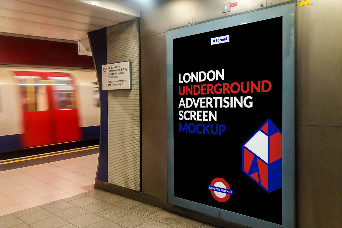 London Underground Screen Mock-Ups 4, an Advertising Mockup by Graphic Shelter (Photo 2 of 6)