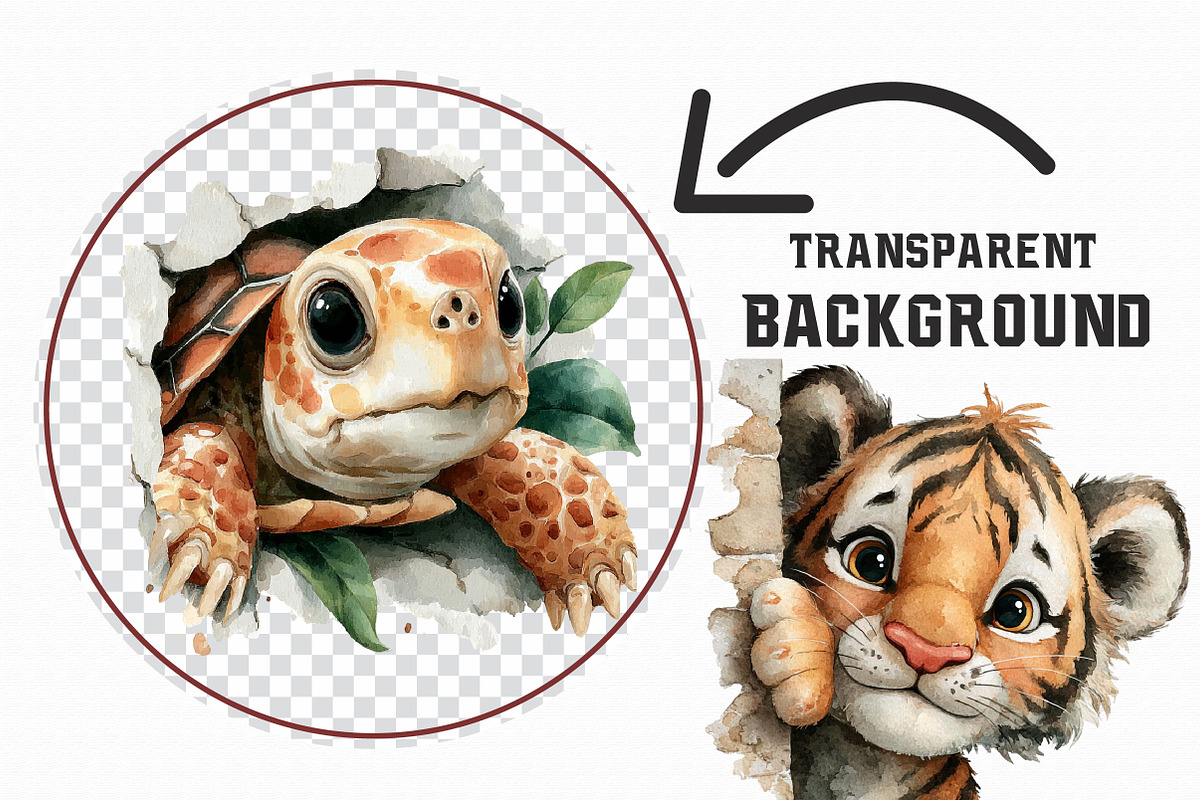 Funny Cute Animal Peeking clipart, an Illustration by Libby Wishes (Photo 7 of 7)