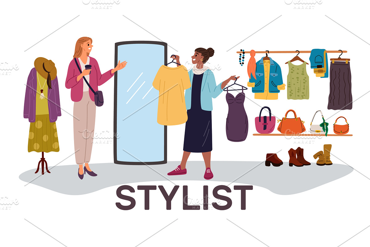 Girl offers personal stylist, an Object Illustration by Vectorbuum