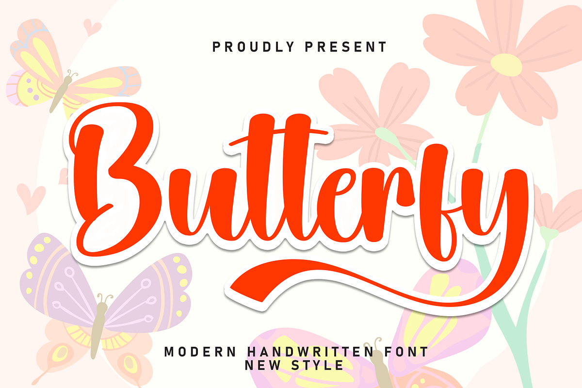 Butterfly | Script Font, a Handwritten Font by Scratchones (Photo 1 of 9)