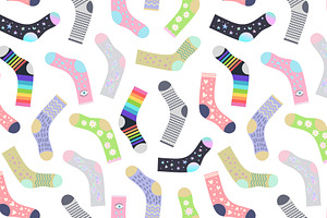 Socks. Sticker set & Pattern