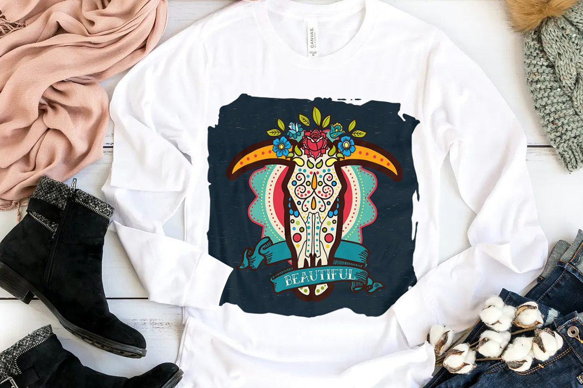 Sublimation design Bull | cow skull, an Object Graphic by KundolaArt (Photo 2 of 15)