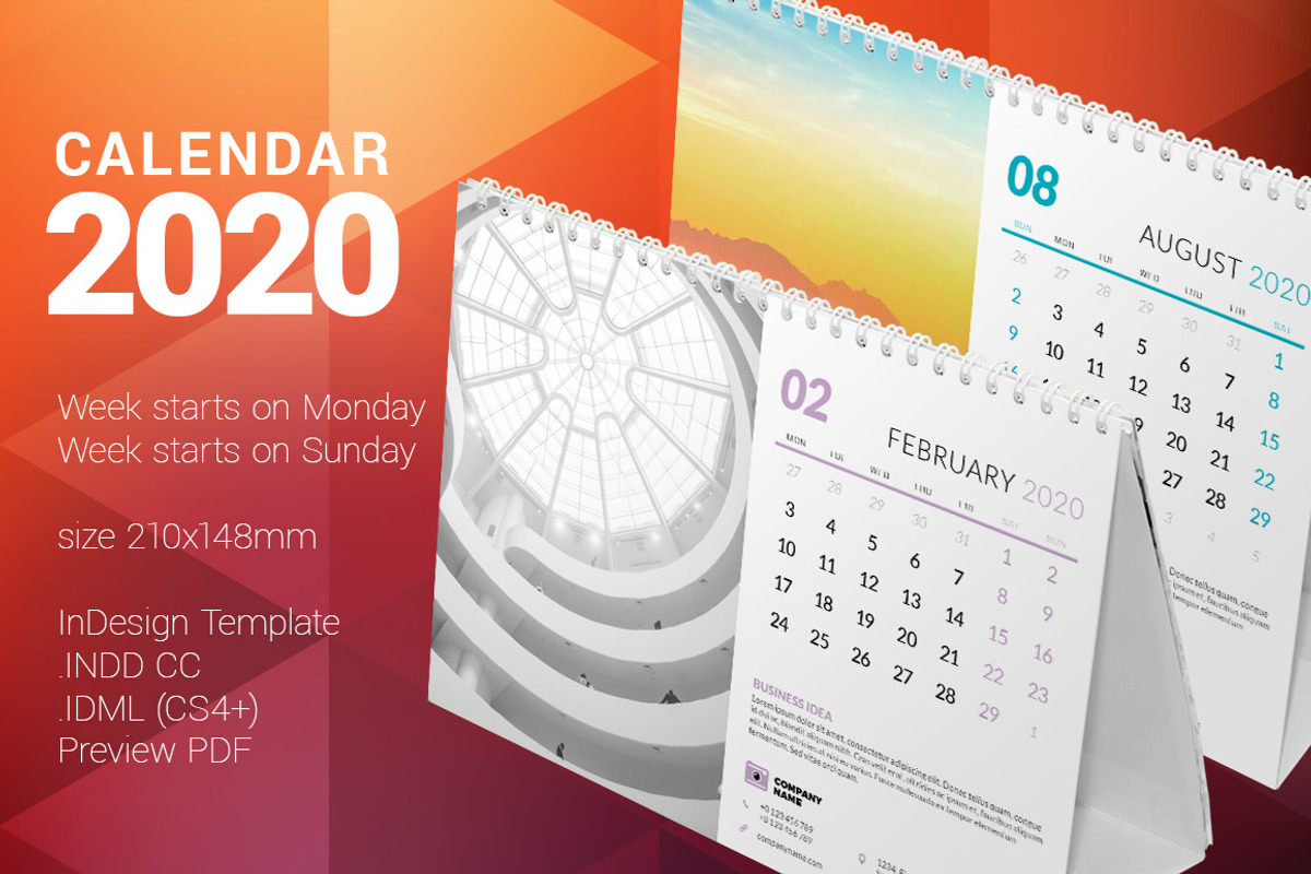 Desk Calendar 2020, a Stationery Template by AntartStock (Photo 1 of 5)