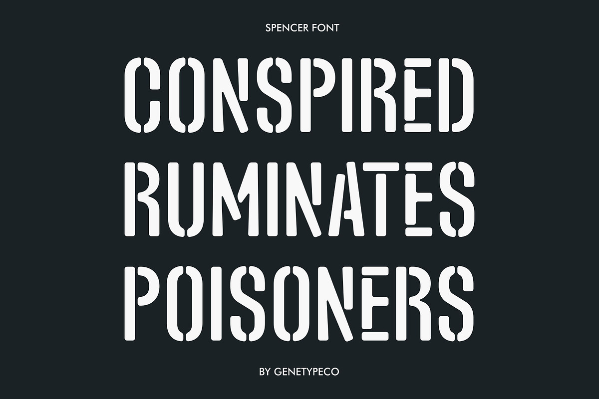 Spencer Stencil Font, a Sans Serif Font by Genetype (Photo 7 of 9)