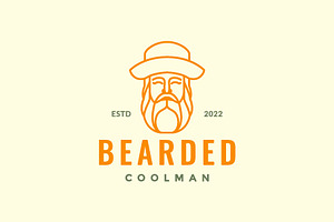 Style Hat Bushy Beard Cool Man Logo