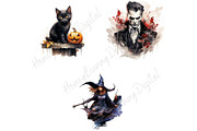 Watercolor Halloween Clipart, a Decorative Illustration by HoneyBunnyDigital (Thumbnail 3 of 7)
