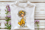 Watercolor Cherry Girl PNG Clipart, a Seasonal Illustration by OK Design (Thumbnail 5 of 6)