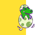 Cute Dino On Crack Egg Cartoon, an Animal Illustration by Artstorystudio (Thumbnail 2 of 3)