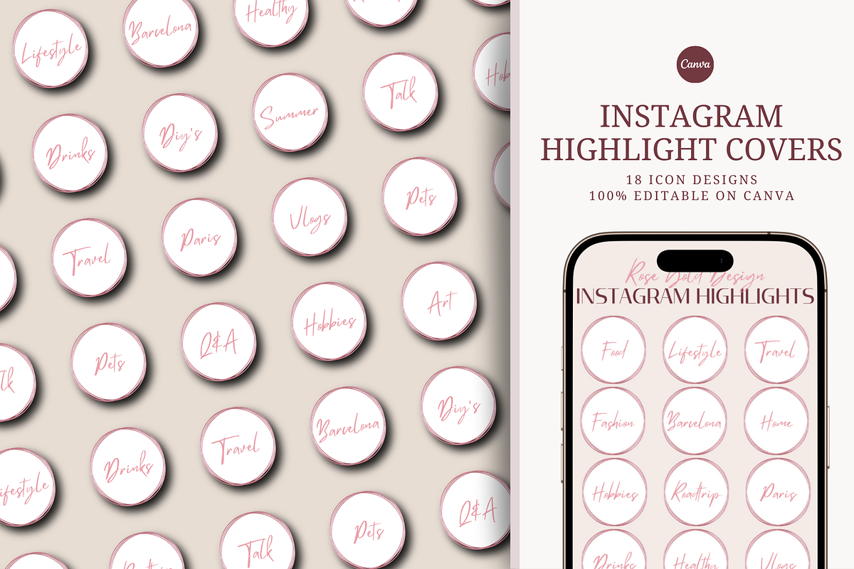 INSTAGRAM HIGHLIGHT COVERS, a Social Media Template by The Little Lily Studio (Photo 1 of 5)