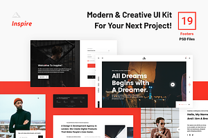 Inspire UI Kit - Footers For Web