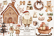 Cute Boho Christmas Clipart, an Illustration by NadiaTheronArt (Thumbnail 1 of 5)