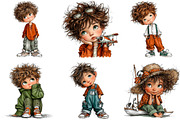Whimsical Just Boys Clipart, an Illustration by DreamArtGraphic (Thumbnail 5 of 5)