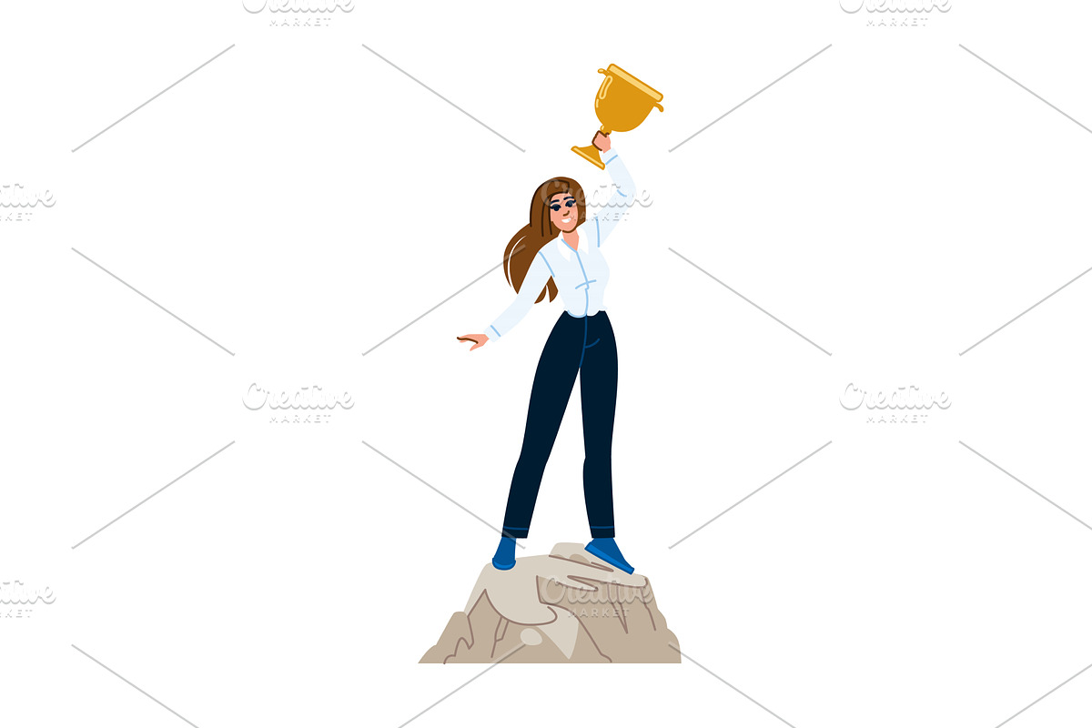 Businesswoman standing on top of, a Person Illustration by pikepicture