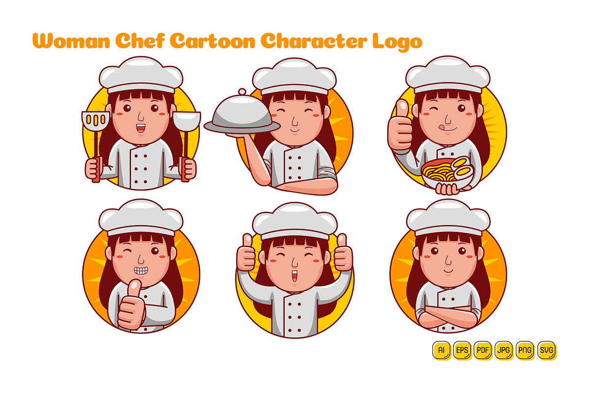 Woman Chef Cartoon Character Pack, a Person Illustration by MEDZ (Photo 2 of 3)