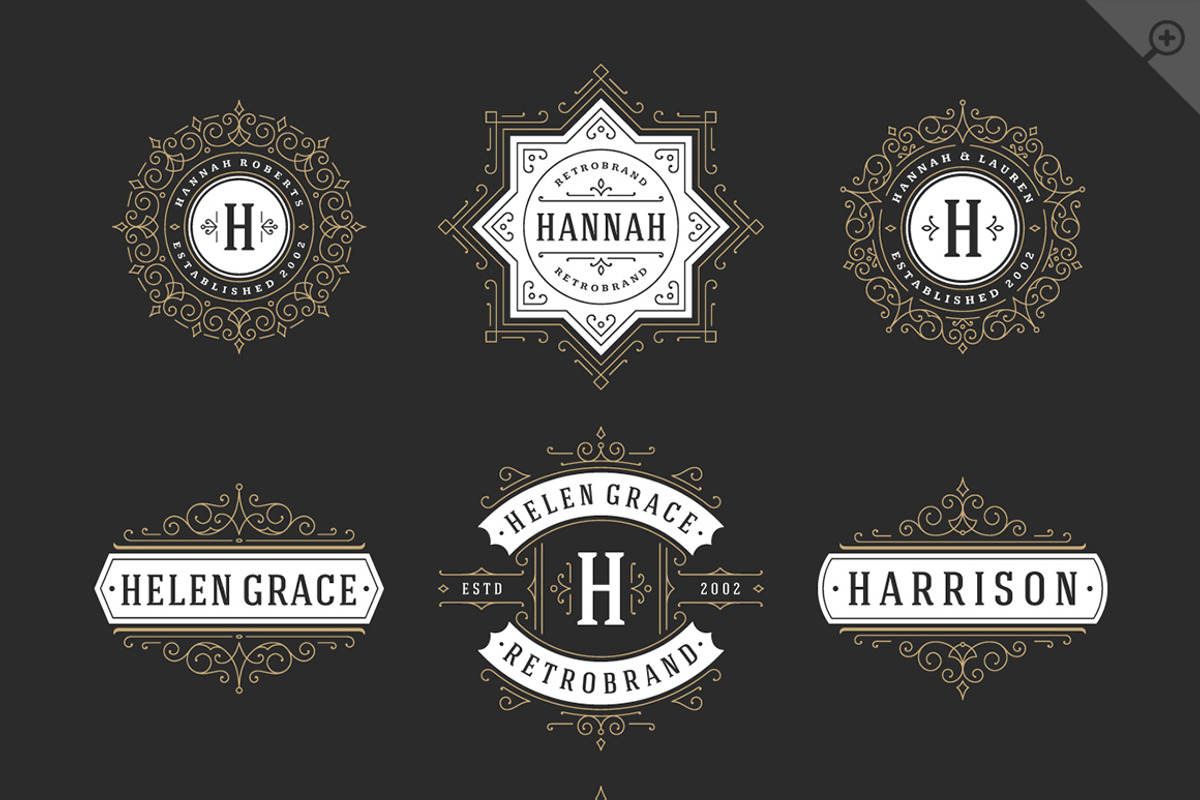 250 ornaments logos & monograms, a Branding & Logo Template by Vasya Kobelev (Photo 9 of 23)