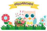 Easter Owl Digital Clipart, a Seasonal Illustration by Cozy Cat Design (Thumbnail 2 of 5)