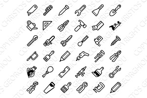 Tools Icon Tool Icons Set, an Illustration by Christos Georghiou