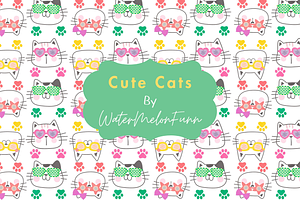 Cute Cats Seamless Pattern