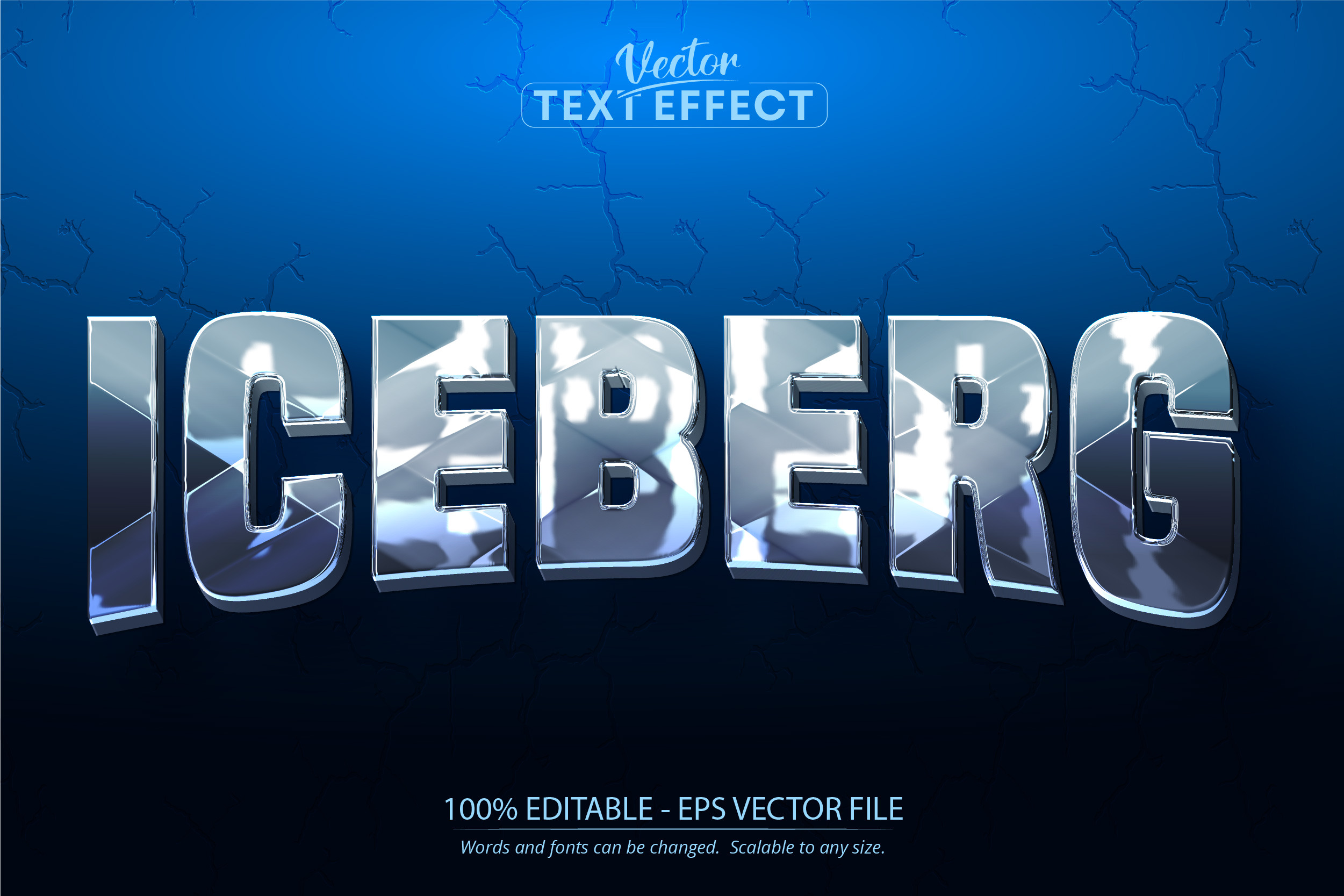 Iceberg text effect, editable cold, a Brushes & More by designvectx