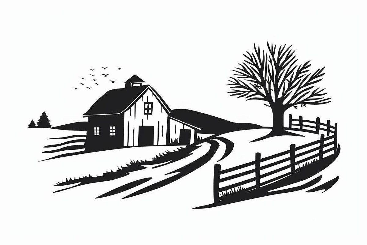 Farmhouse scene silhouette vector, an Icon by Amazin_art (Photo 10 of 13)