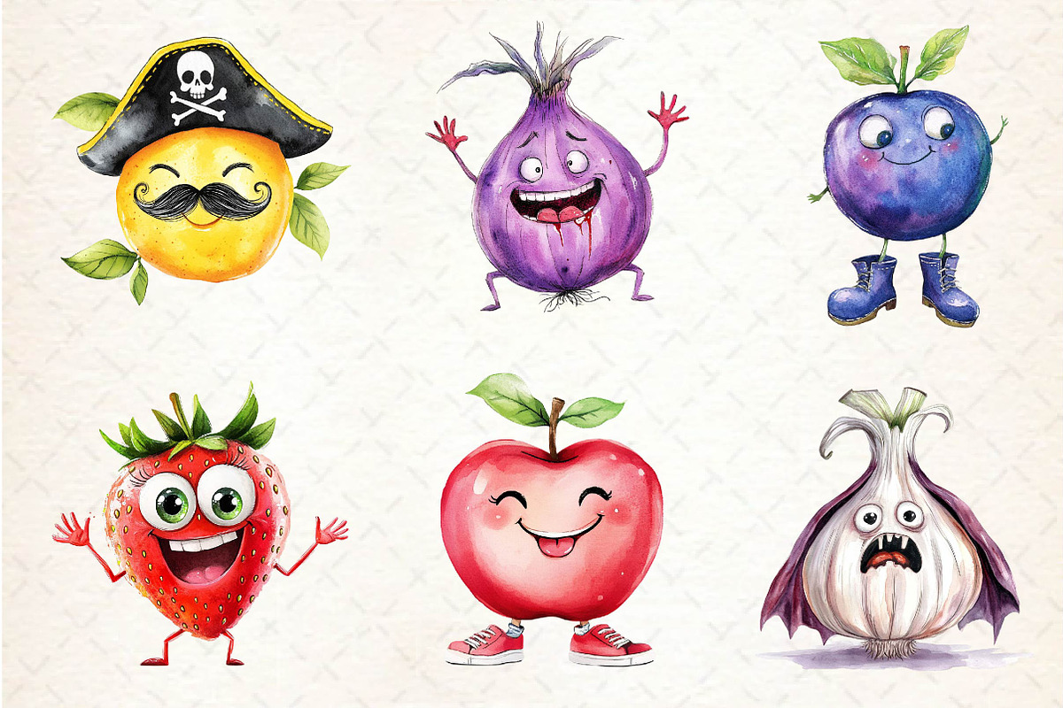 Funny Fruits & Vegetables Clipart, an Illustration by Dream Creation (Photo 5 of 6)
