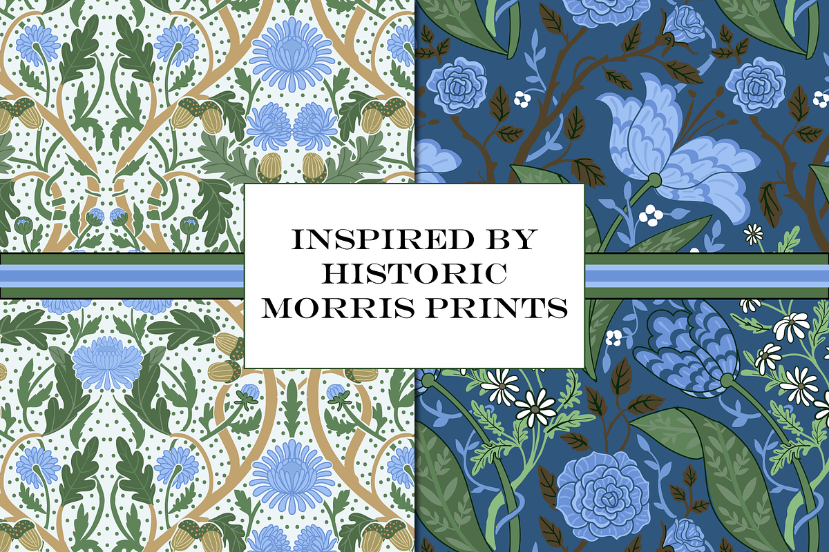 William Morris Blue & Green Patterns, a Pattern Graphic by RachelStudio (Photo 3 of 10)