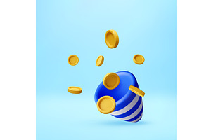 3D Gold coins falling from striped, a Finance Illustration by Abscent