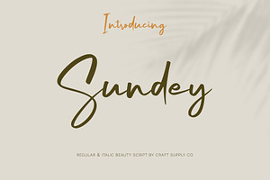 Sundey - Beauty Script Font, a Script Font by Craft Supply Co.