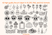 Day of the Dead Clipart and Patterns, an Object Illustration by Drafts n Doodles (Thumbnail 3 of 14)
