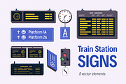 Railway station signs, boards set, a Transportation Illustration by Good Studio (Thumbnail 1 of 3)