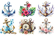 Anchor and Flower Clipart PNG, an Illustration by DreamArtGraphic (Thumbnail 2 of 4)