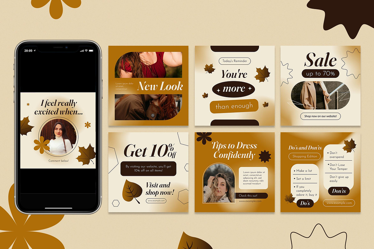 Brown Autumn Fashion Instagram Set, a Social Media Template by Aiyari Graphic (Photo 3 of 5)
