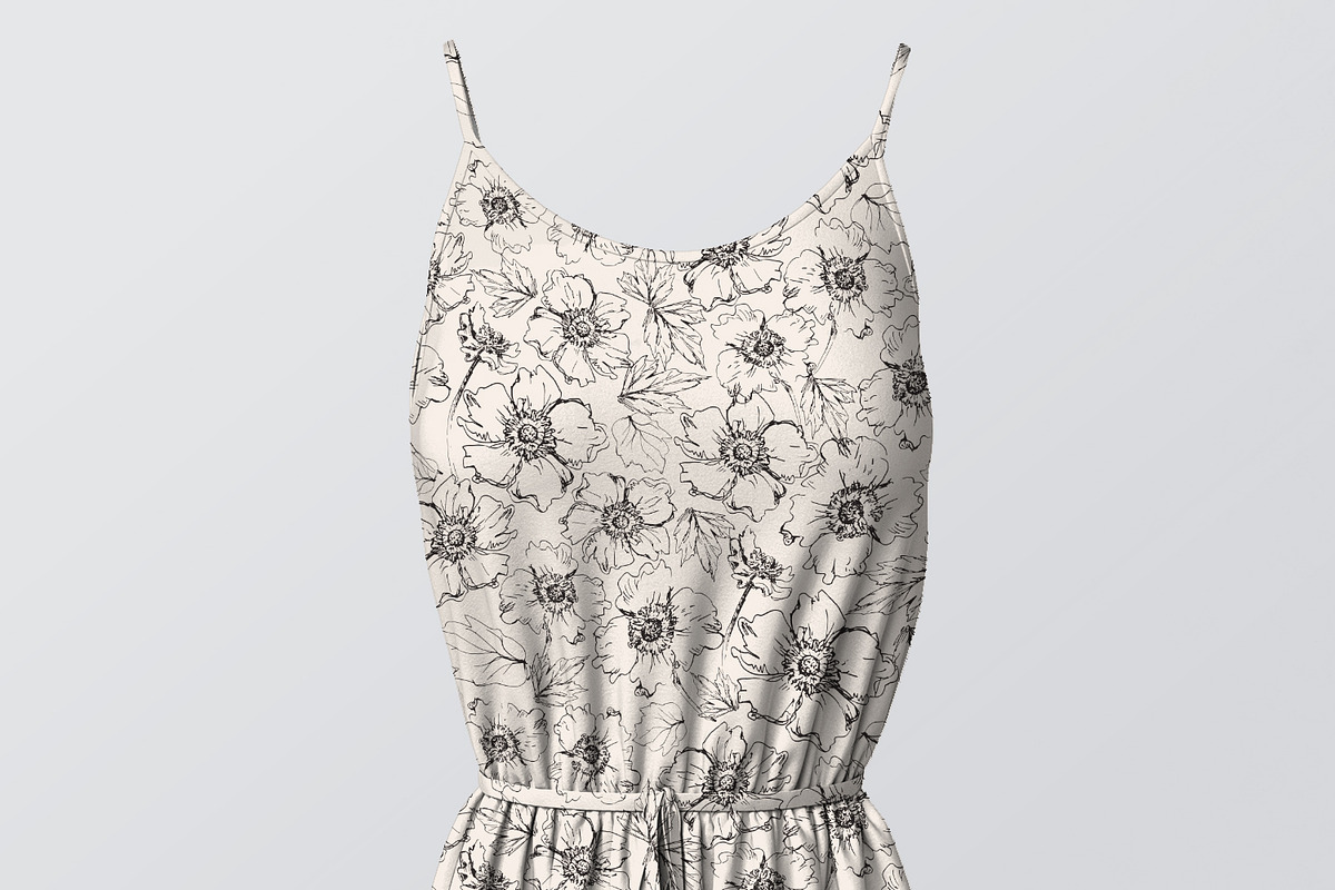 Sketched Japanese Anemones, a Pattern Graphic by MalyskaStudio (Photo 4 of 11)