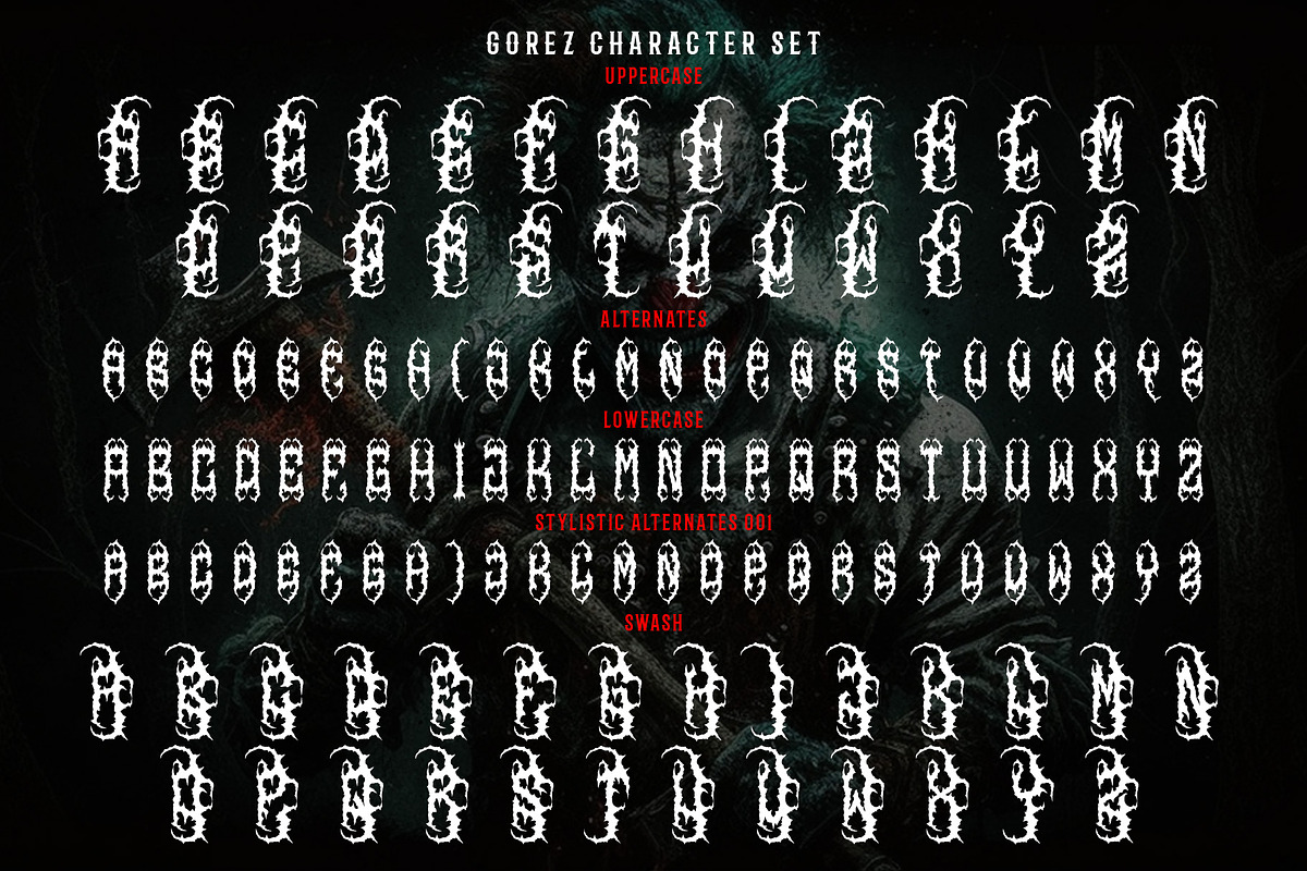 GOREZ DEATH METAL FONT, a Blackletter Font by Fonday Studio (Photo 7 of 9)