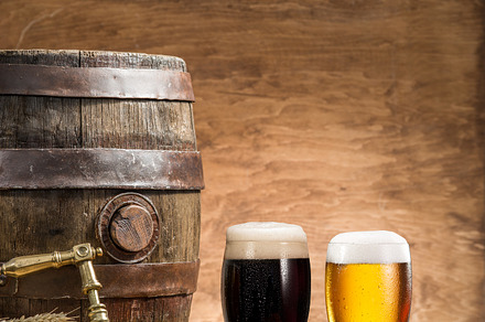 Glasses of beer and ale barrel stock photo containing ale barrel and barrel, a Food & Drink Photo by Volff